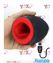 Masturbatore maschile a forma di bocca vibrante e riscaldante in silicone ricaricabile USB