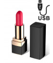 Lipstick Vibrator - Mini Vibratore a Forma di Rossetto Rosso in Silicone 9,2 x 2,2 cm. Ricaricabile USB