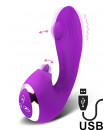 Vibratore rabbit in puro silicone con lecca clitoride e pulsazioni ricaricabile Viola