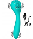 Gaya - Vibratore e Massaggiatore 2 in 1 in Silicone Azzurro Ricaricabile con USB