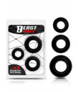 Beast Rings 3-Pack - Set di 3 Anelli Fallici in TPR 4, 4,8 5,6 cm. Nero