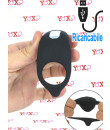 Hunter - Anello Vibrante in Silicone con Stimolatore Clitoride e Perineo Nero