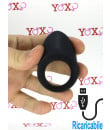 Anello fallico vibrante in silicone nero ricaricabile USB per coppia