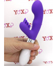 Vibratore rabbit in silicone viola con lingue lecca clitoride 21 x 3,4 cm.