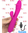 Candy - Vibratore Rabbit in Silicone Morbido e Flessibile 18,5 x 3 cm. Ricaricabile con USB Fucsia