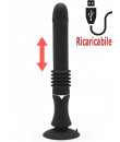 Vibratore in Silicone Nero con Spinta e Ventosa Ricaricabile con USB 27,5 x 3 cm.