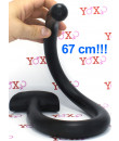 Gut snake Dildo flessibile con presa in silicone nero 67 x 2,5 cm.