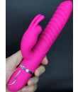 Vibratore Rabbit Fucsia in Silicone con Rilievi Stimolanti 22 x 3,5 cm.