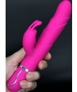 Vibratore Rabbit Fucsia in Silicone con Fusto Concentrico 22 x 3,5 cm.