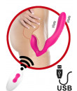 Strapless strap-on vibrante senza lacci in silicone magenta con telecomando wireless 22 x 3,2 cm.