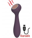Vibratore massaggiatore riscaldante Panacea in silicone viola ricaricabile USB 17,4 x 4,7 cm.