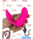 Stimolatore Indossabile per Clitoride e Punto G in Silicone Fucsia Ricaricabile con Telecomando Wireless