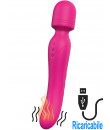 Massaggiatore e Vibratore 2 in 1 Riscaldante 23 x 4,3 cm. in Silicone Ricaricabile USB Fucsia