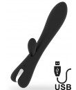 Vibratore Rabbit Erik in Silicone Flessibile 22 x 3,5 cm. Nero Ricaricabile