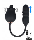 Stimolatore Ciltorideo Doppio con Leccata e Effetto Spinta a Forma di Rosa Ricaricabile USB