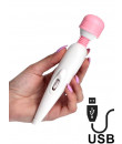 Wand Curve - Massaggiatore Magic Wand con Testa in Silicone Ricaricabile Bianco e Rosa