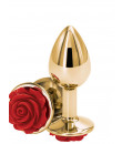 Cuneo Anale in Alluminio con Gemma a Forma di Rosa Rossa 9 x 3,4 cm. Oro