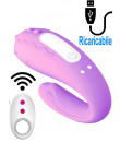 Vibratore per Coppia Doppio Motore Wireless 8,6 x 3,2 cm. in Silicone Lilla Ricaricabile USB