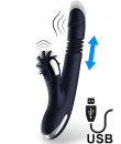 Vibratore Rabbit con Lingue Rotanti ed Effetto Spinta USB Ricaricabile 15 x 3,5 cm