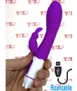 Tonny - Vibratore Rabbit in Silicone con 36 Vibrazioni 20 x 3,5 cm. Ricaricabile con USB Fucsia