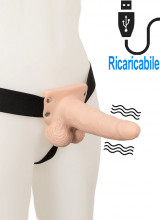 Strap-On Vibrante Cavo per Uomo in Silicone 17,5 x 4,7 cm. Color Carne