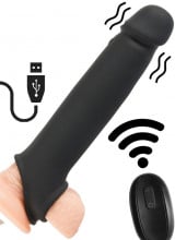 Guaina Vibrante Telecomandata in Silicone Ricaricabile USB Allunga Pene +8 cm