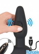 Cuneo Anale in Silicone con Effetto Thumping al Centro 15 x 4,3 cm. con Telecomando Ricaricabile con USB Nero