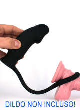 Anello Fallico con Vibratore Anale Incorporato IN PURO SILICONE 13 x 4,2 cm.