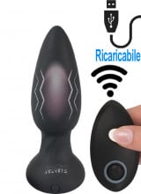 Cuneo anale pulsante in silicone nero con telecomando wireless 14 x 4,1 cm.