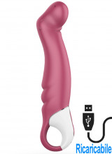 Satisfyer Petting Hippo Vibratore Punto G in Silicone Flessibile 23 x 4 cm. Fucsia Ricaricabile USB
