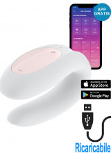 Satisfyer Double Joy Vibratore per Coppia in Silicone Controllabile con APP Ricaricabile USB Bianco