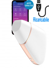 Satisfyer Love Triangle Stimolatore per Clitoride con Onde di Pressione e Vibrazione in Silicone Bianco