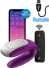 Satisfyer Double Fun Vibratore per Coppia in Silicone con Telecomando Wireless e APP Ricaricabile USB Viola