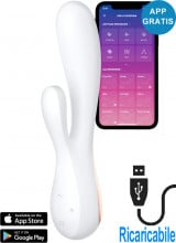 Vibratore Rabbit in Silicone 20,4 x 4,4 cm. Bianco Ricaricabile con USB e APP Gratuita
