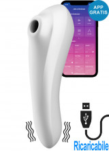 Satisfyer Dual Pleasure Vibratore e Stimolatore con Onde di Pressione 2 in 1 in Silicone Bianco Ricaricabile USB