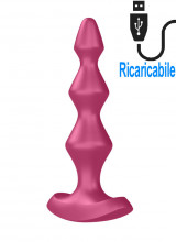 Satisfyer Lolli-Plug 1 Cuneo Anale Vibrante in Silicone 14 x 2,5 cm. Fucsia Ricaricabile USB