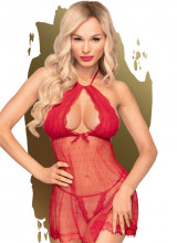 Babydoll con Ricami in Pizzo e Perizoma Incluso Rosso - Hot Baby