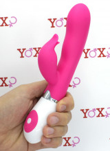 Vibratore rabbit fucsia in silicone con 30 vibrazioni 20,5 x 3,2 cm.