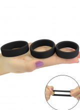 Set di Cockring in Silicone 3,8, 4,3 e 4,8 cm. Nero