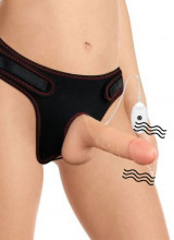 Fallo vibrante realistico con testicoli indossabile per donna 18 x 3,6 cm 