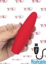 Red Hot Flame - Mini Vibratore in Silicone Impermeabile 11 x 3,2 cm. Rosso Ricaricabile USB