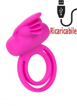 Anello Vibrante in Silicone Rosa da 5 cm. con Doppio Stimolatore Ricaricabile USB