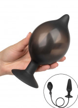 Cuneo anale gonfiabile in silicone nero con pompa removibile 13,2 x 3,75 cm.