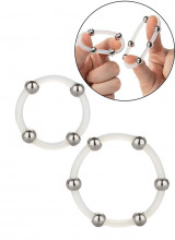 Set di 2 anelli in silicone trasparente con sfere in acciaio inossidabile 3,5 e 5 cm.