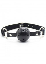 Gag Ball Nera Forata con Cinturino in Similpelle Regolabile