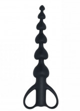 Catena Anale da 6 Palline a Forma di Cuori in Silicone Nero 15,4 x 3,2 cm.