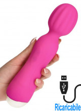 Vibratore Tipo Massaggiatore Ricaricabile in Silicone Rosa 22 x 5 cm.