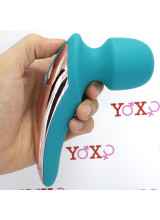 Massaggiatore clitorideo impermeabile in silicone turchese ricaricabile USB 15,2 x 4,9 cm.