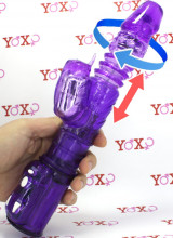 Piston - Vibratore rabbit pulsante con perle rotanti viola 29 x 3,8 cm.