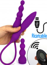 Doppio Ovulo Vibrante in Silicone con Telecomandato Wireless Ricaricabile USB 61,5 x 3,4 cm. Viola